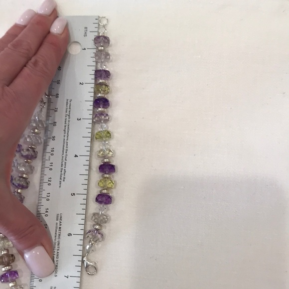 💜💚 Fluorite, Swarovski, and Sterling Silver Necklace and Bracelet Set - Picture 7 of 8